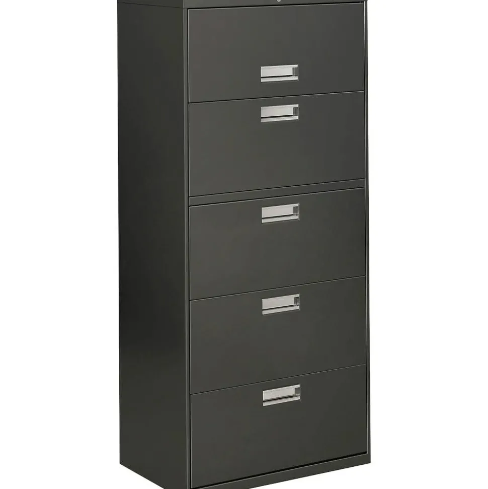 HON 600 30"W x 18"D Lateral 5-Drawer File Cabinet With Lock, Charcoal