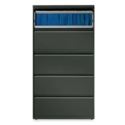 HON 36"W x 19-1/4"D Lateral 5-Drawer File Cabinet With Lock, Charcoal
