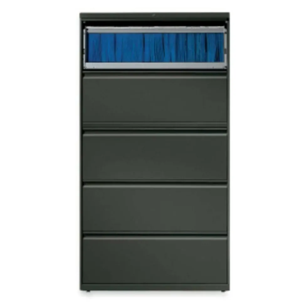 HON 36"W x 19-1/4"D Lateral 5-Drawer File Cabinet With Lock, Charcoal
