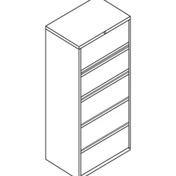 HON 36"W x 19-1/4"D Lateral 5-Drawer File Cabinet With Lock, Charcoal