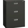 HON 600 30"W x 18"D Lateral 3-Drawer File Cabinet With Lock, Charcoal