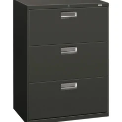 HON 600 30"W x 18"D Lateral 3-Drawer File Cabinet With Lock, Charcoal