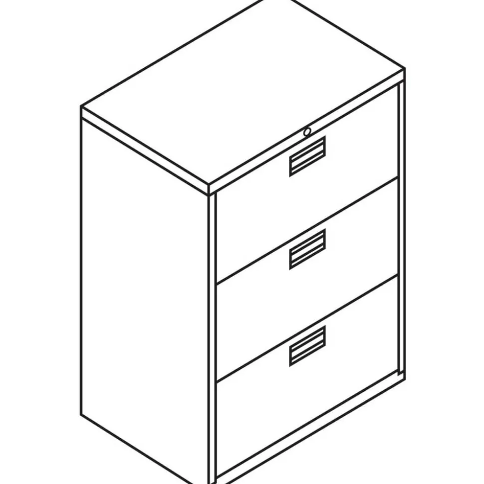 HON 600 30"W x 18"D Lateral 3-Drawer File Cabinet With Lock, Charcoal