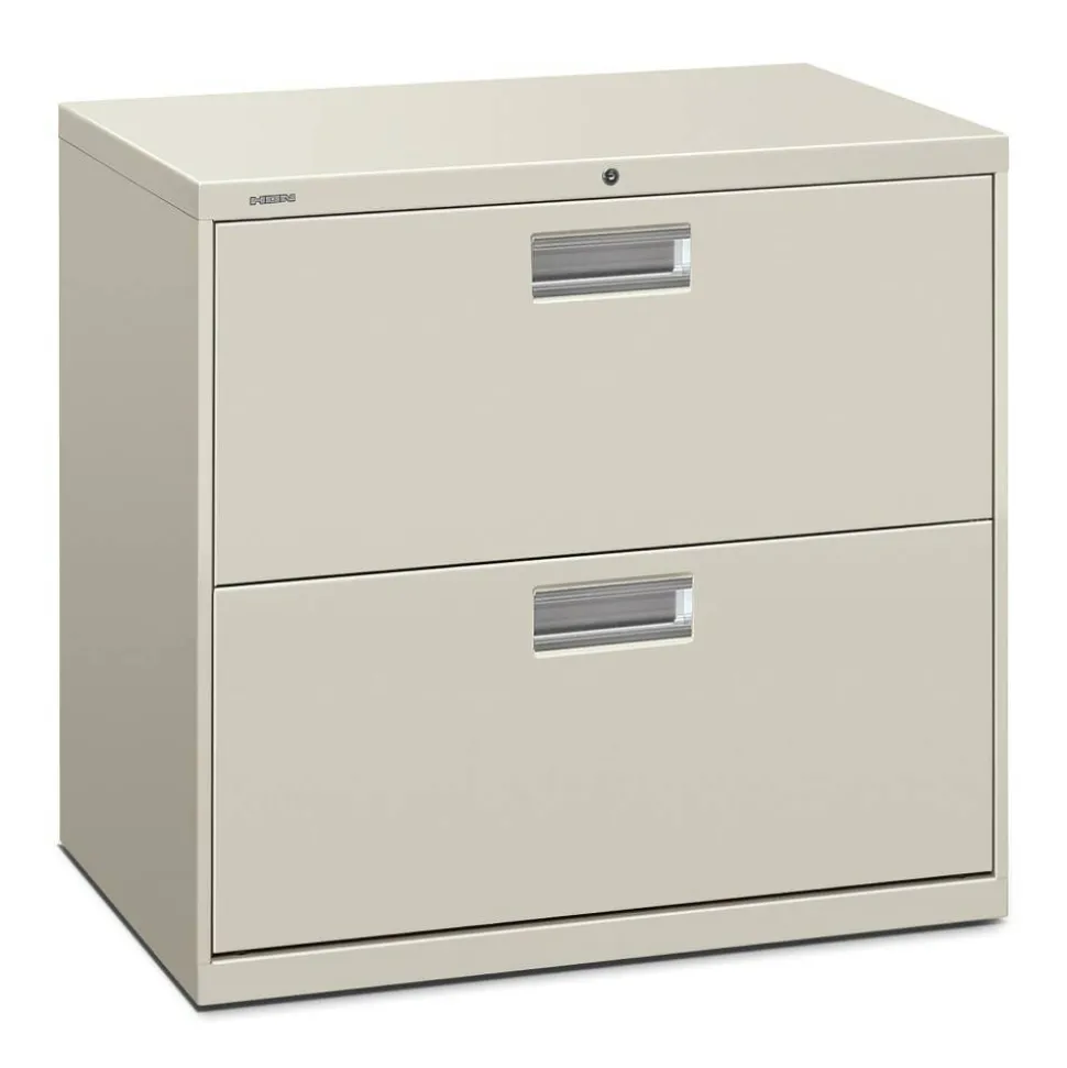 HON 600 30"W x 18"D Lateral 2-Drawer File Cabinet With Lock, Light Gray