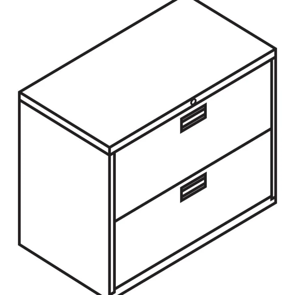 HON 600 36"W x 18"D Lateral 2-Drawer File Cabinet With Lock, Charcoal