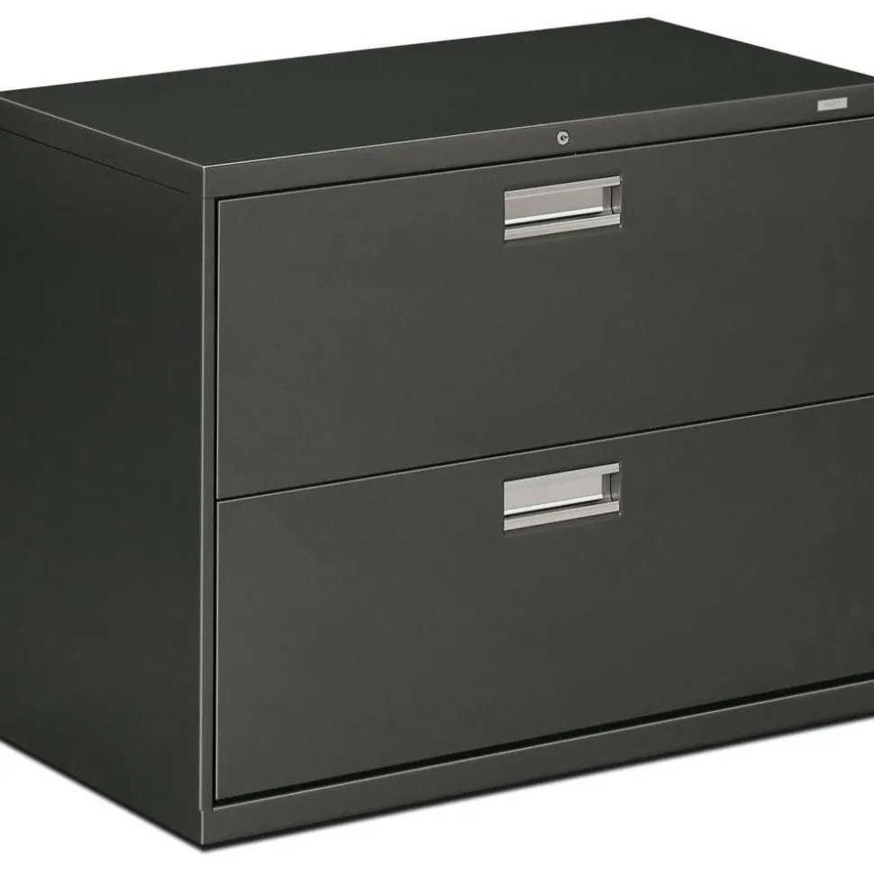 HON 600 36"W x 18"D Lateral 2-Drawer File Cabinet With Lock, Charcoal