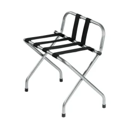 Hospitality 1 Source Metal Luggage Racks With Backrests, 26”H x 22”W x 17”D, Hammertone, Pack Of 4 Racks