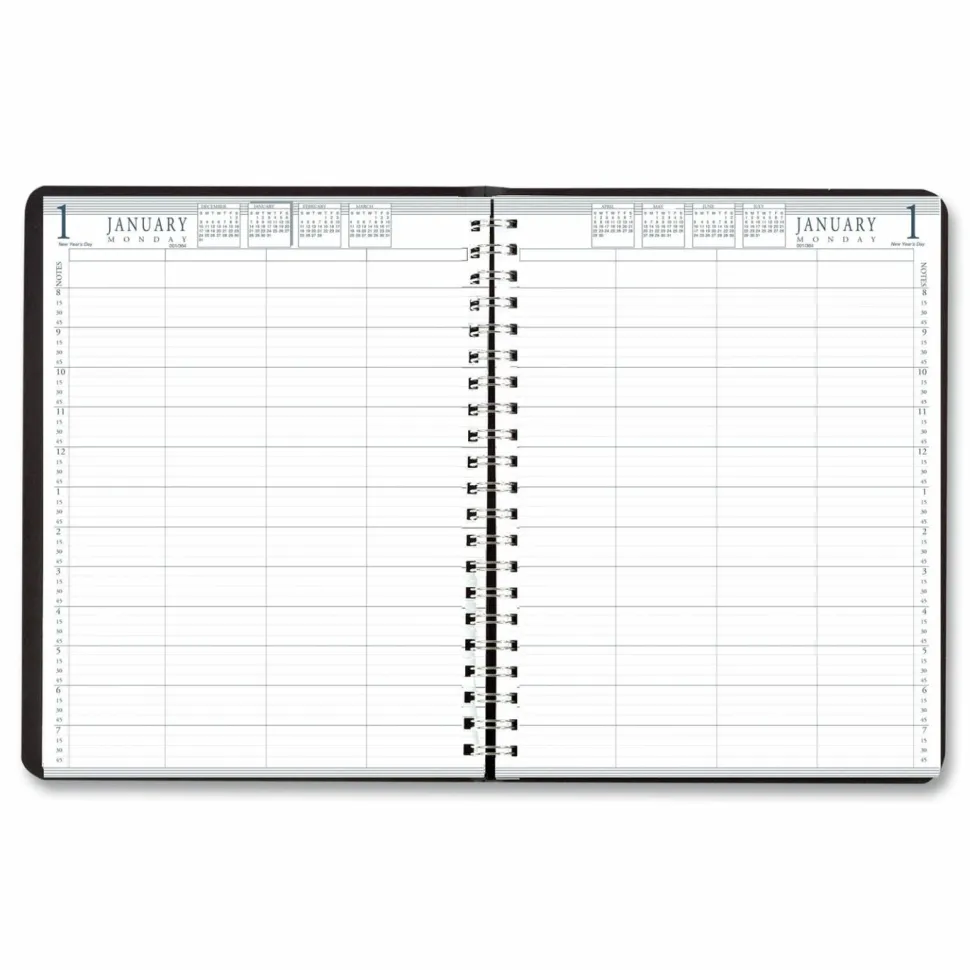 House of Doolittle Eight-Person Group Practice Daily Appointment Book, 11 x 8.5, Black Cover, 12-Month (Jan to Dec): 2027, 2027 Calendar