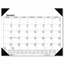 House of Doolittle Recycled One-Color Refillable Monthly Desk Pad Calendar, 22 x 17, White Sheets, Black Binding/Corners,12-Month(Jan-Dec): 2027, 2027 Calendar