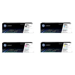 HP 206A 4-Color Black/Cyan/Magenta/Yellow Toner Cartridges, Pack Of 4 Cartridges, HP206ASET-OD