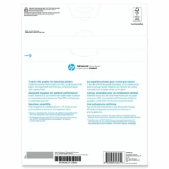 HP Advanced Photo Paper for Inkjet Printers, Glossy, Letter Size (8 1/2" x 11"), 66 Lb, Pack Of 50 Sheets (Q7853A)