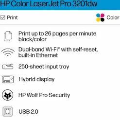HP Color LaserJet Pro 3201dw Wireless Printer