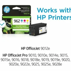 HP 962 Cyan, Magenta, Yellow Ink Cartridges, Pack Of 3, 3YP00AN
