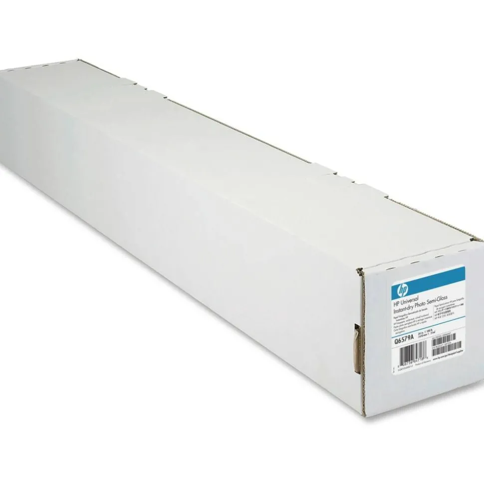 HP Designjet Large-Format Instant Dry Semigloss Photo Paper Roll, 24" x 100', 50.5 Lb, FSC Certified, White