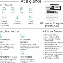 HP LaserJet Enterprise MFP M528dn Multifunction Laser Printer, Copy/Print/Scan
