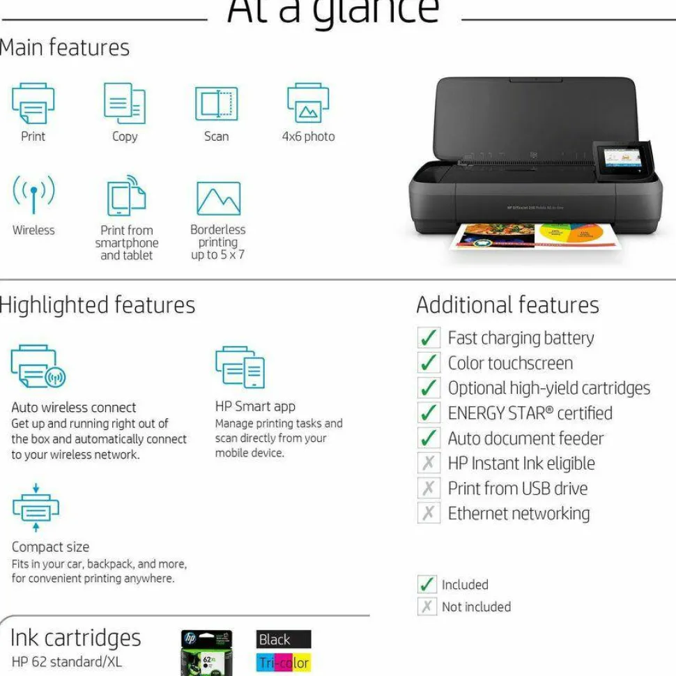 HP OfficeJet 250 Wireless Inkjet All-In-One Color Printer