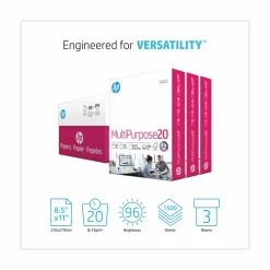 HP Papers MultiPurpose20 Paper, 96 Bright, 20 lb Bond Weight, 8.5 x 11, White, 500 Sheets/Ream, 3 Reams/Carton