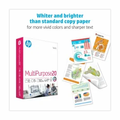HP Papers MultiPurpose20 Paper, 96 Bright, 20 lb Bond Weight, 8.5 x 11, White, 500 Sheets/Ream, 3 Reams/Carton