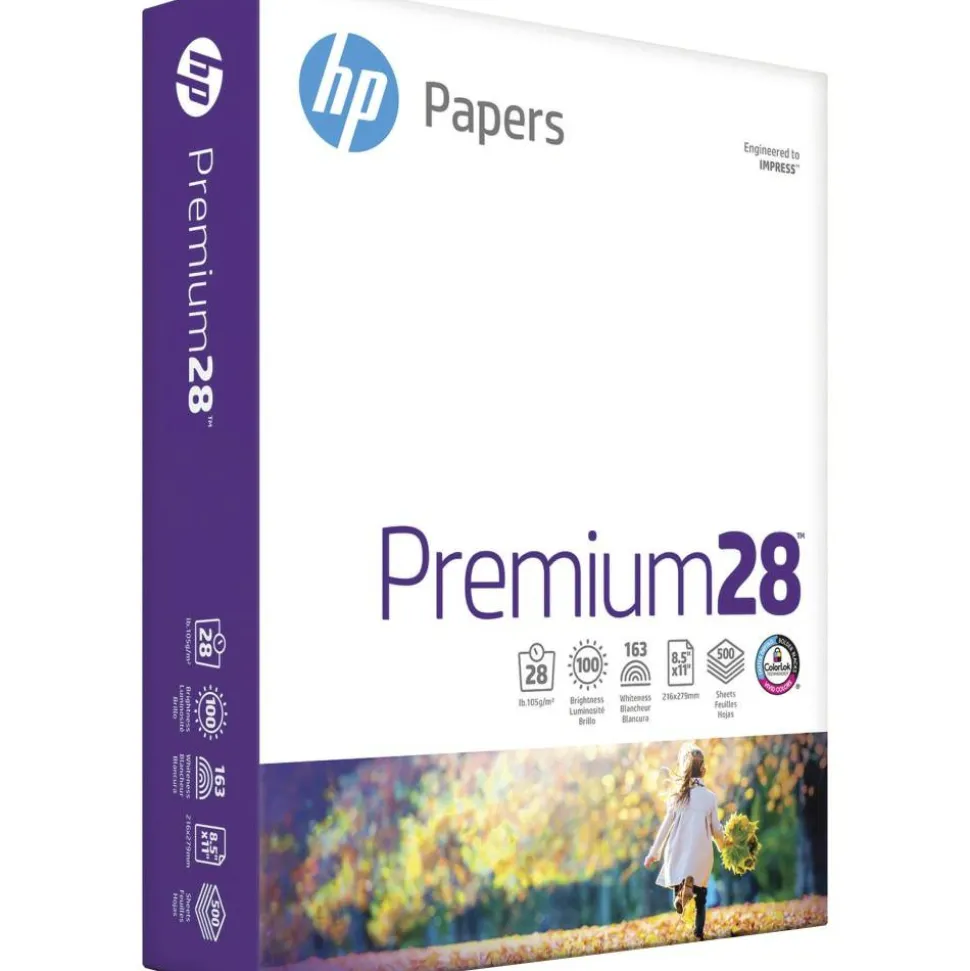 HP Premium 28 Multi-Use Printer & Copy Paper, Bright White, Letter (8.5" x 11"), 500 Sheets Per Ream, 28 Lb, 100 Brightness