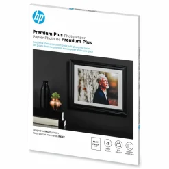 HP Premium Plus Photo Paper for Inkjet Printers, Soft Gloss, Letter Size (8 1/2" x 11"), 80 Lb., Pack Of 25 Sheets (CR671A)
