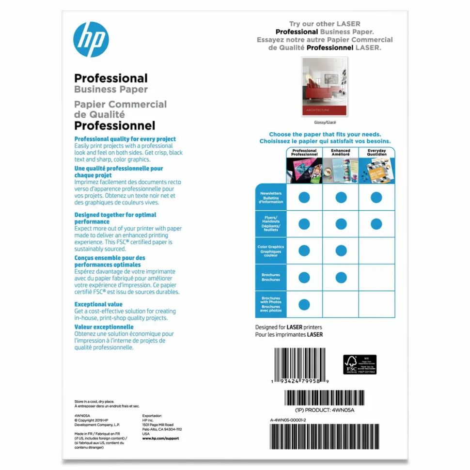 HP Professional Business Paper, 52 lb Bond Weight, 8.5 x 11, Matte White, 150/Pack