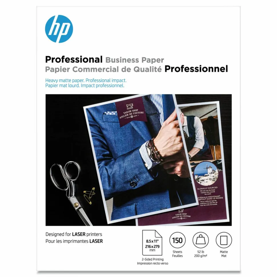 HP Professional Business Paper, 52 lb Bond Weight, 8.5 x 11, Matte White, 150/Pack