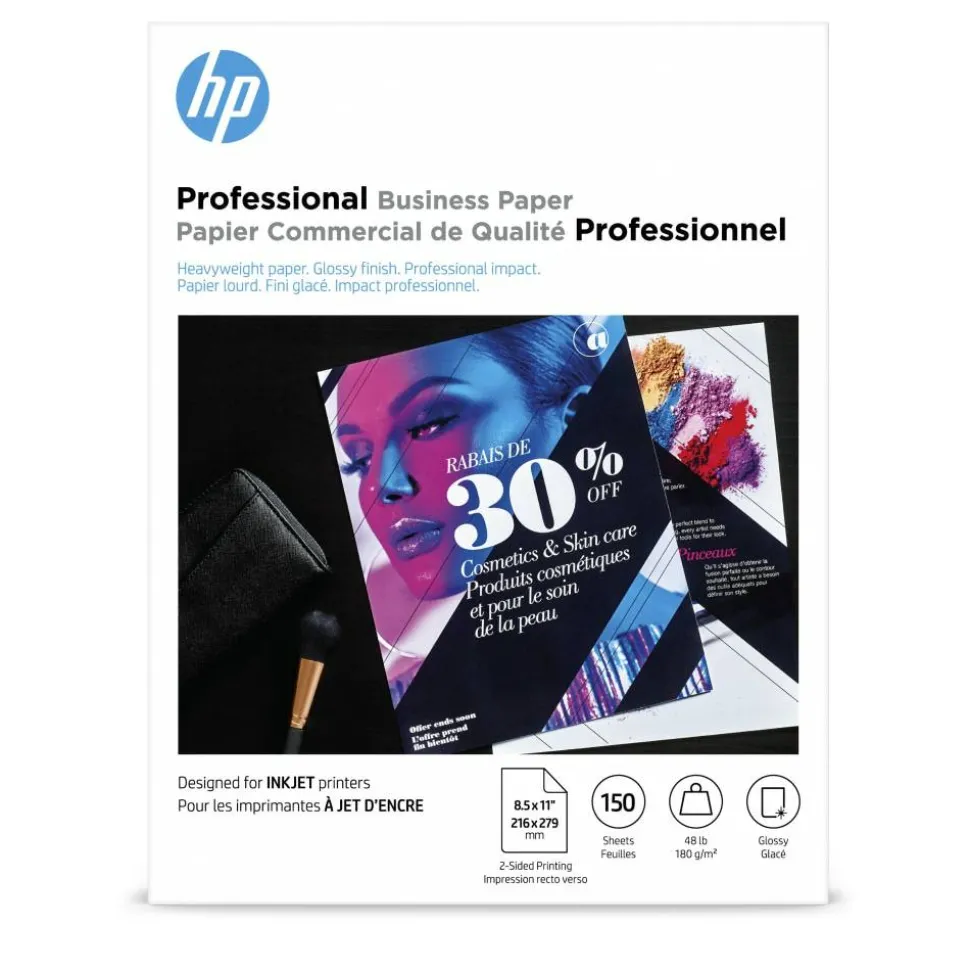 HP Professional Q1987A Business Printer Paper, Glossy White, Letter (8.5" x 11"), 150 Sheets Per Pack, 48 Lb, 97 Brightness