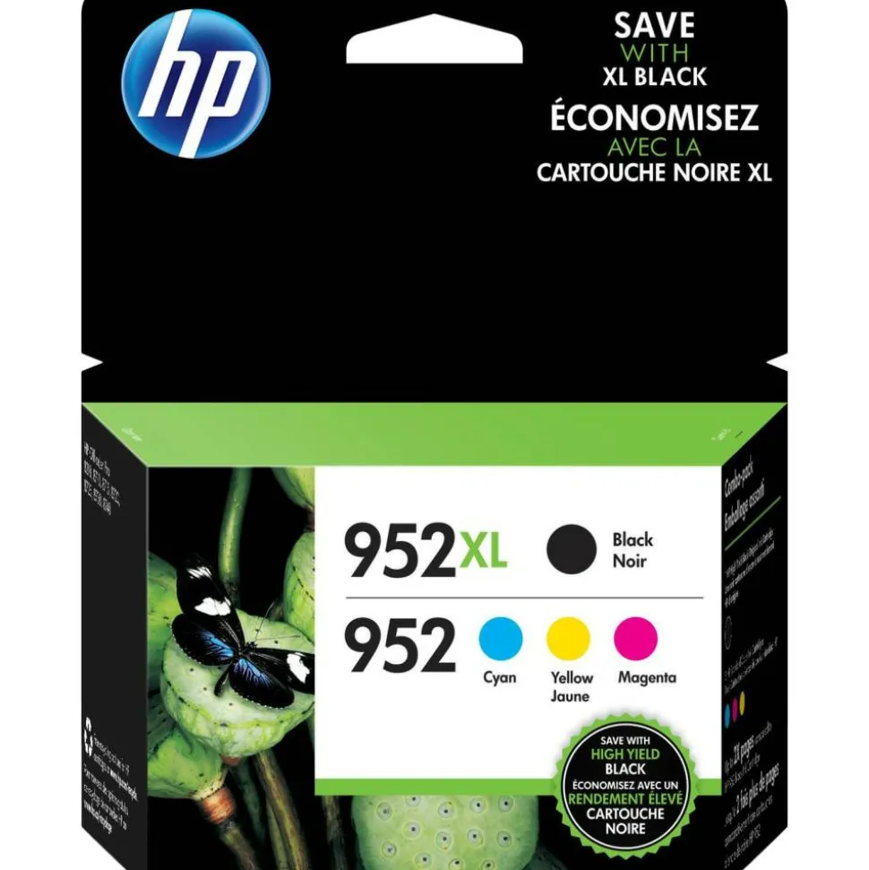 HP 952XL Black/952 Cyan; Magenta; Yellow High-Yield Ink Cartridges, Pack Of 4, N9K28AN