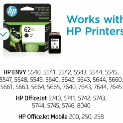 HP 62XL Black High-Yield Ink Cartridge, C2P05AN