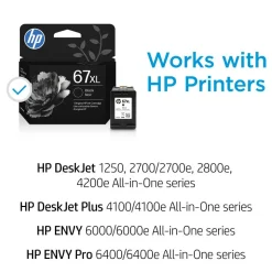 HP 67XL, (3YM57AN) High-Yield Black Original Ink Cartridge