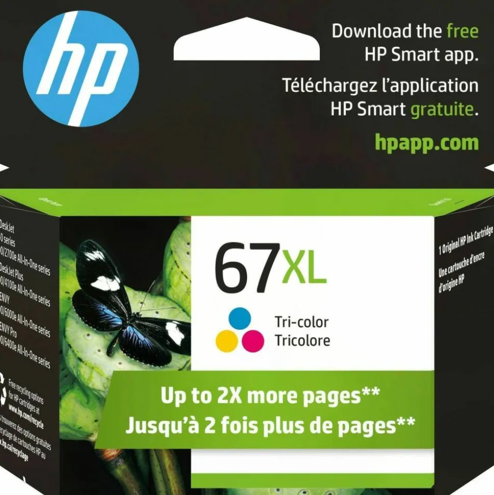 HP 67XL, (3YM58AN) High-Yield Tri-Color Original Ink Cartridge