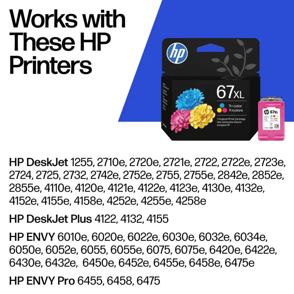 HP 67XL, (3YM58AN) High-Yield Tri-Color Original Ink Cartridge