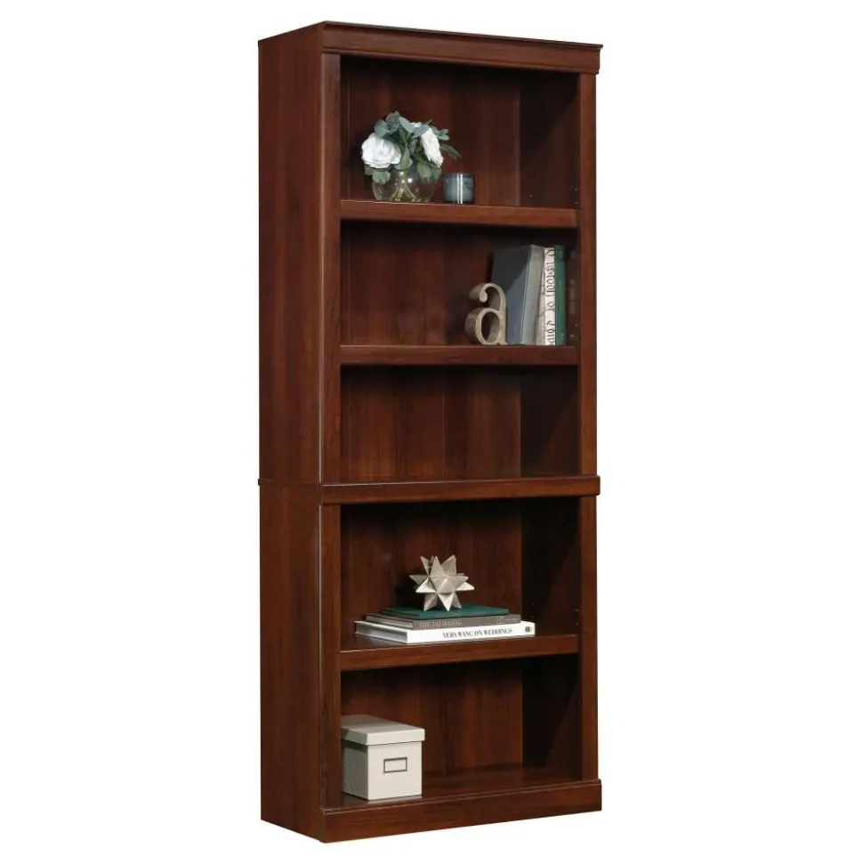 72"H 5-Shelf Bookcase, Mulled Cherry