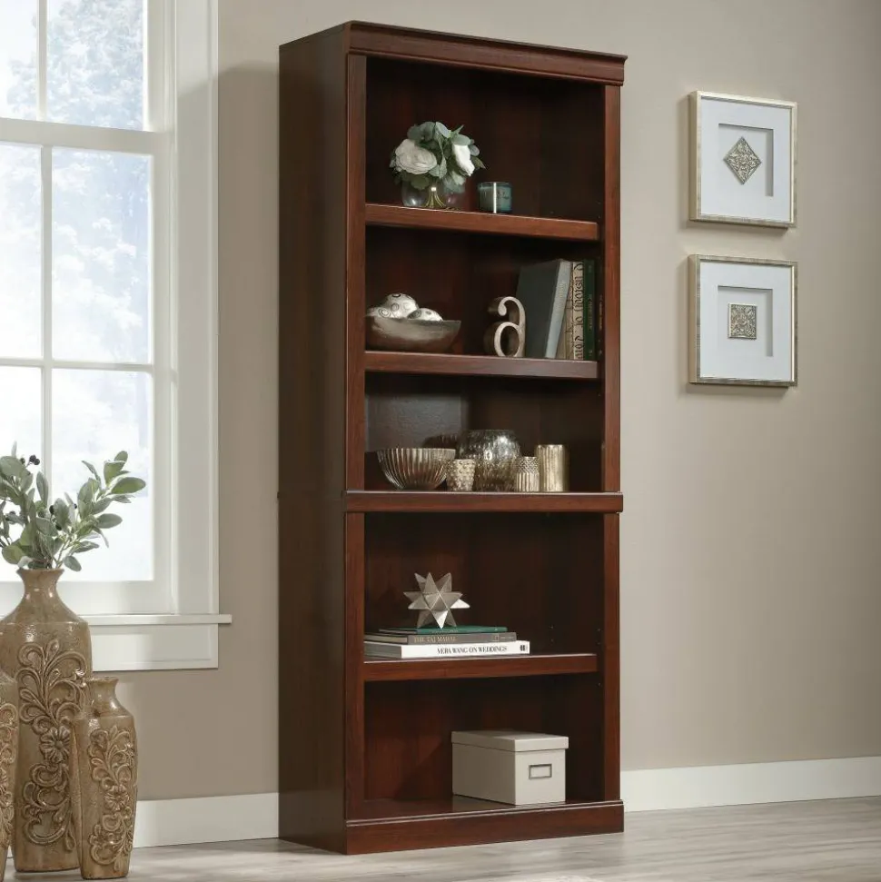 72"H 5-Shelf Bookcase, Mulled Cherry