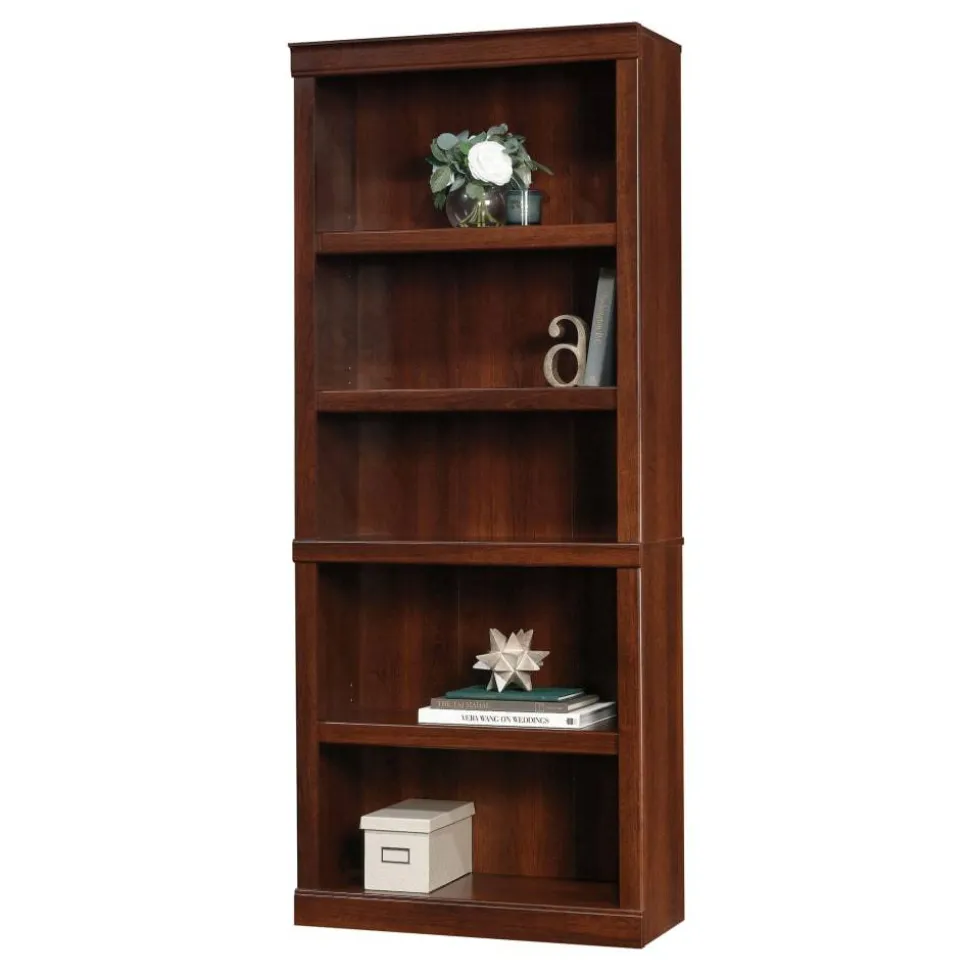 72"H 5-Shelf Bookcase, Mulled Cherry