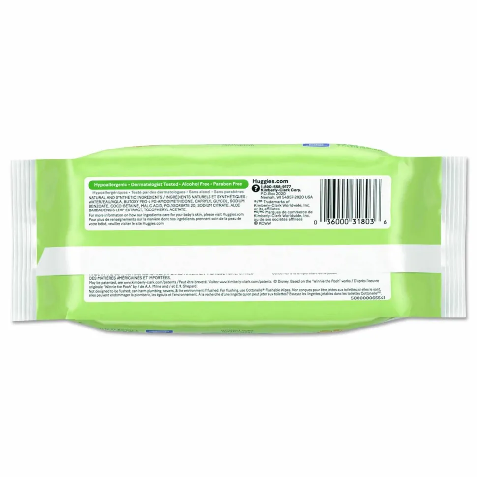 Huggies Natural Care Sensitive Baby Wipes, 1-Ply, 3.88 x 6.6, Unscented, White, 56/Pack, 8 Packs/Carton