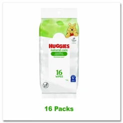 Huggies Natural Care Sensitive Baby Wipes, 6.6 x 6.86, Unscented, White, 16/Pack, 16 Packs/Carton