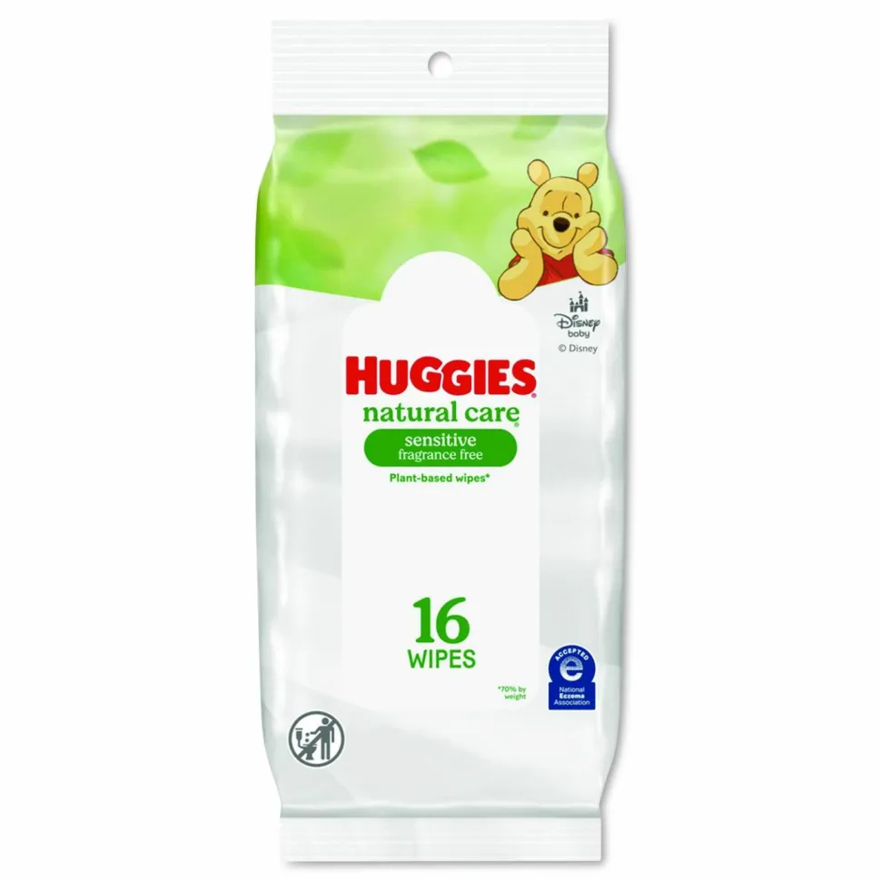 Huggies Natural Care Sensitive Baby Wipes, 6.6 x 6.86, Unscented, White, 16/Pack, 16 Packs/Carton
