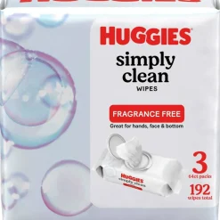 Huggies Simply Clean Wipes, White, 64 Sheets Per Box, Pack Of 3 Boxes