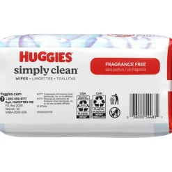 Huggies Simply Clean Wipes, White, 64 Sheets Per Box, Pack Of 3 Boxes
