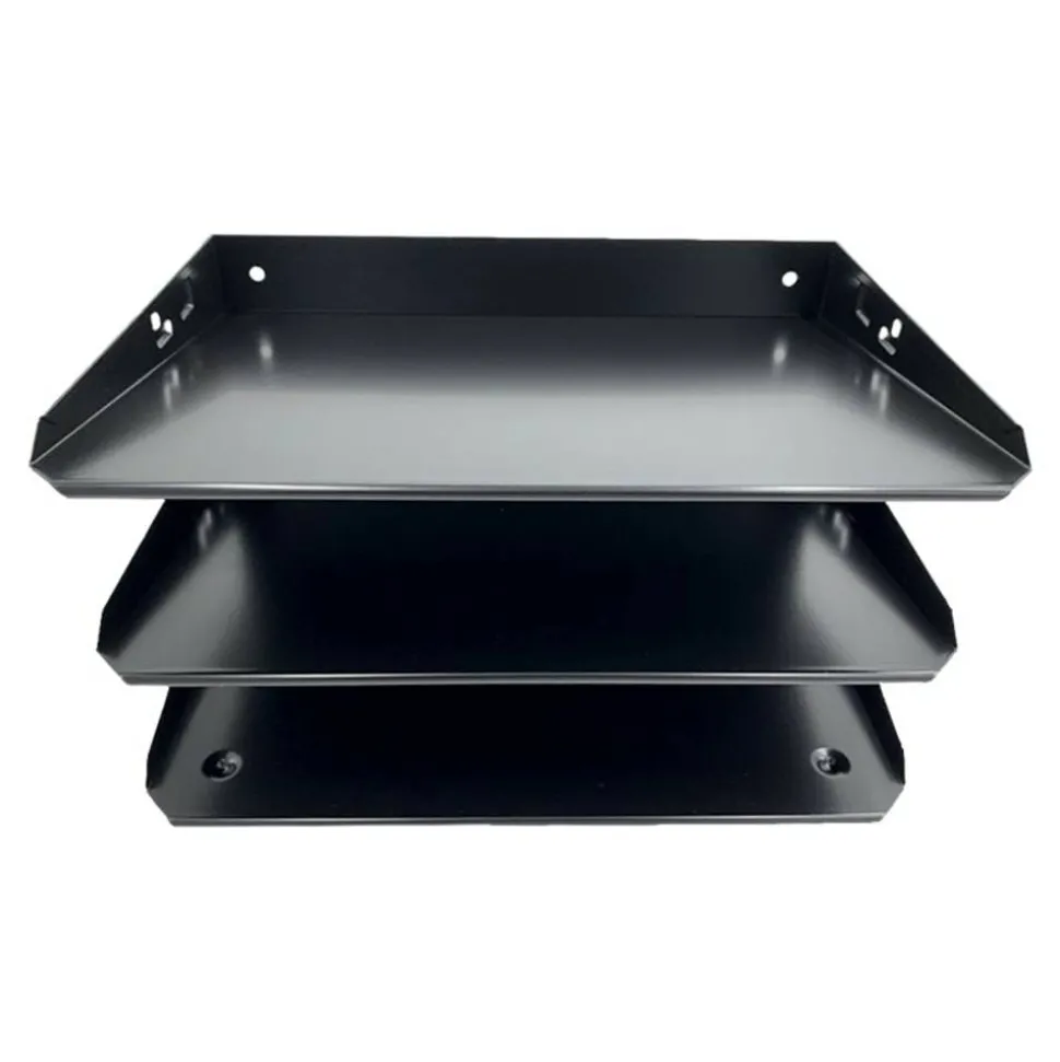 Huron Horizontal Slots Desk Organizer, 6 Compartment(s), Horizontal, 6"H x 12"W x 8.75"D, Durable, Black, Steel
