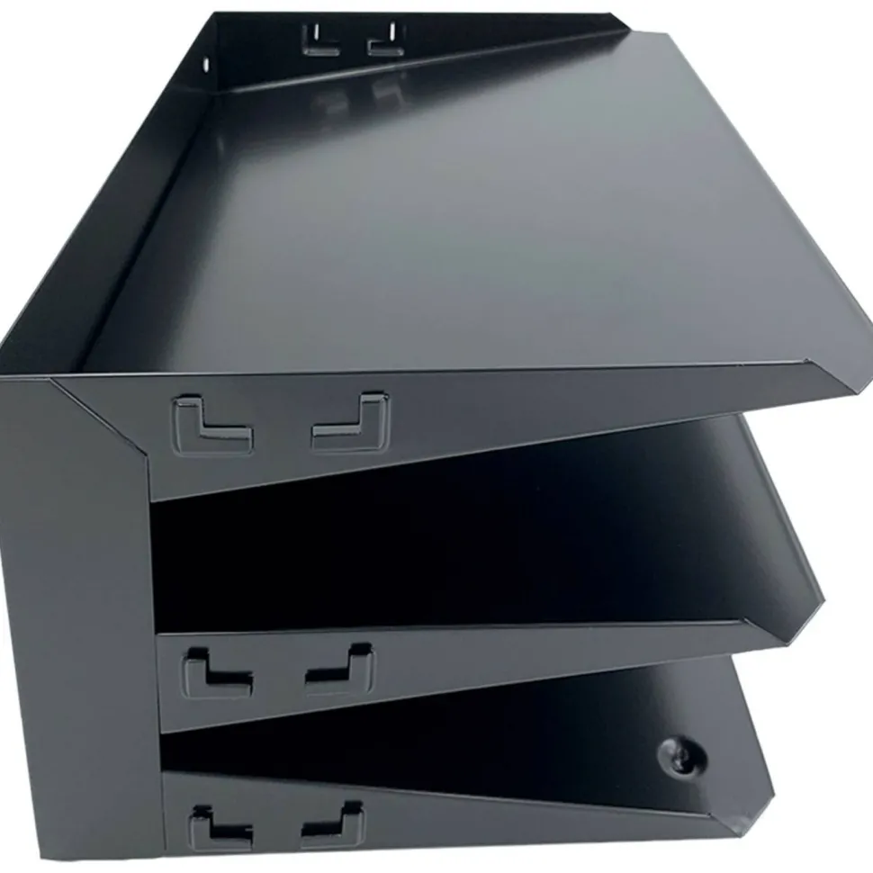 Huron Horizontal Slots Desk Organizer, 6 Compartment(s), Horizontal, 6"H x 12"W x 8.75"D, Durable, Black, Steel