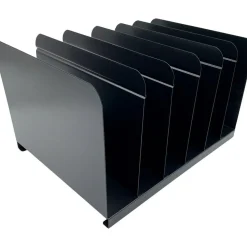 Huron 6-slot Vertical Book Rack, 6 Compartment(s), Vertical, 9"H x 15"W x 11"D, Durable, Black, Steel