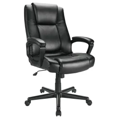 Hurston Bonded Leather High-Back Executive Office Chair, Black, BIFMA Compliant