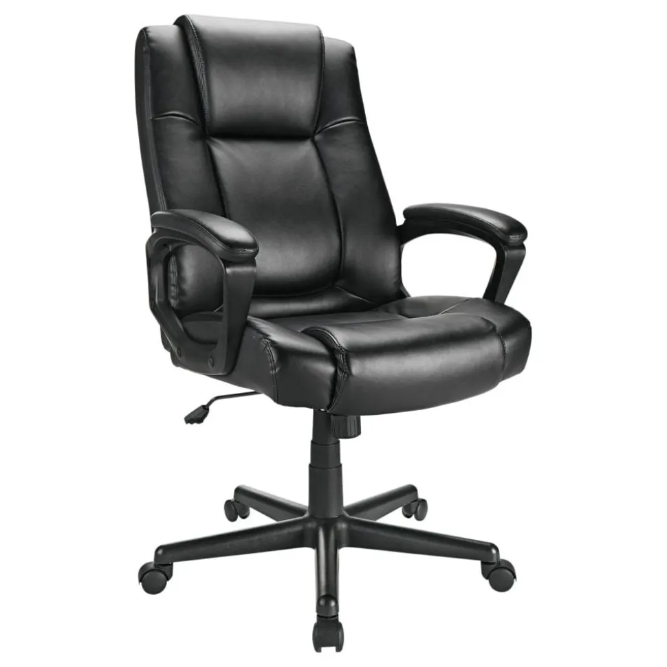 Hurston Bonded Leather High-Back Executive Office Chair, Black, BIFMA Compliant