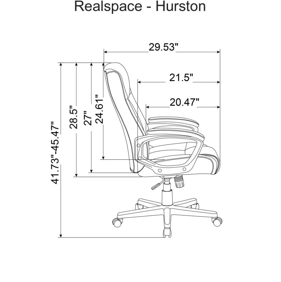Hurston Bonded Leather High-Back Executive Office Chair, Black, BIFMA Compliant