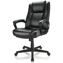 Hurston Bonded Leather High-Back Executive Office Chair, Black, BIFMA Compliant