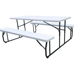 Iceberg Folding Picnic Table, 17.5"H x 72"W x 12"D Bench, 29"H x 72"W x 29"D Table Top