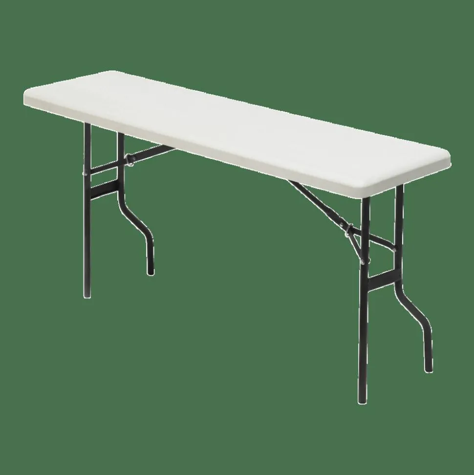 Iceberg Resin Folding Table, 60"W x 18"D, Platinum/Black