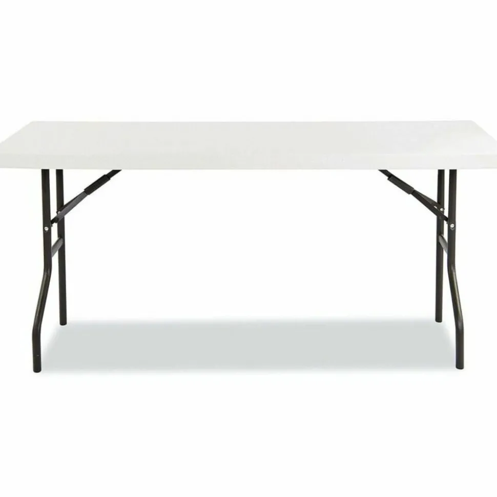 Iceberg Resin Folding Table, 60"W x 18"D, Platinum/Black